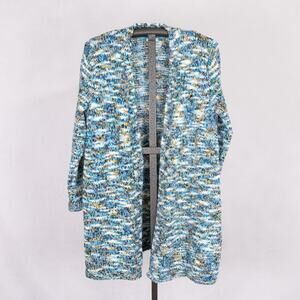 J.Jill Clarendon Cardigan Size Medium PETITE Marled Crochet Cozy Cabin Cottage